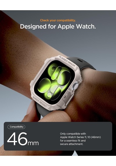Apple Watch 46mm Seri 11/10 İle Uyumlu Kılıf Rugged Armor 2 Dune Beige - Acs10502 Çok Renkli