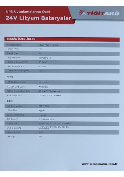 Yiğit Akü Taşınabilir Enerji Kaynağı 700 Wh