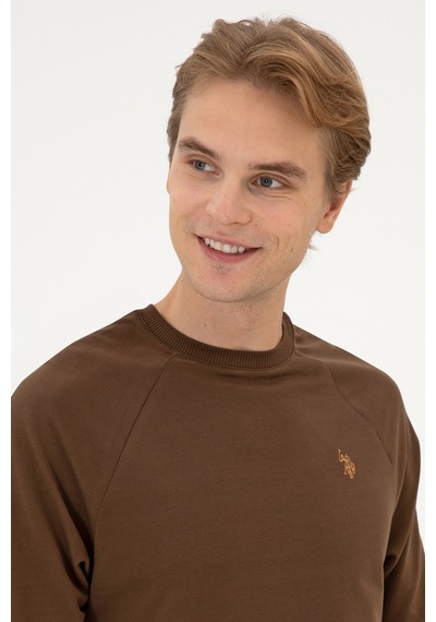 U.S. Polo Assn. Erkek Regular Fit Bisiklet Yaka Kahverengi İnce Basic Sweatshirt 50313752-VR029
