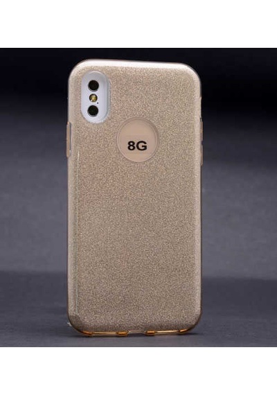 Noktaks - İphone X Uyumlu Kılıf Koruyucu Simli Shining Silikon - Gold - T3475