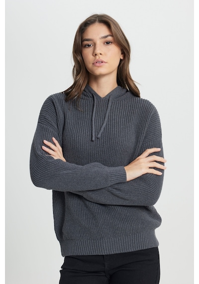 Wrangler Relaxed Fit Geniş Kesim Kapüşonlu Antrasit Triko Kazak W242711040 Koyu Gri