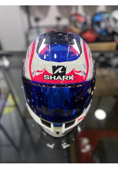 +1 Mavi Vizör + Shark Skwal İ3 Zarco Gp Ledli Kapalı Kask Beyaz - Mavi