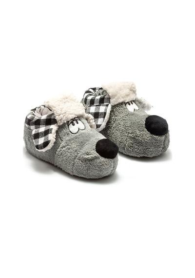 Twigy Dodo Kadın,Garson Boy Hayvanlı Panduf Gri 36/41 YY0278 Gri