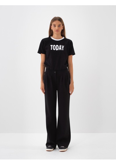 Xint Siyah Pamuk Dokulu Oversize Sweat Pantolon 470462