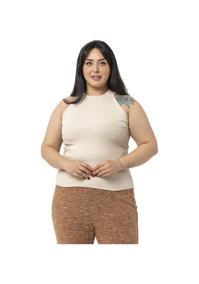 Disentis Büyük Beden Halter Yaka Yarım Balıkçı Fitilli Kaşkorse Bej Body-bej Bej
