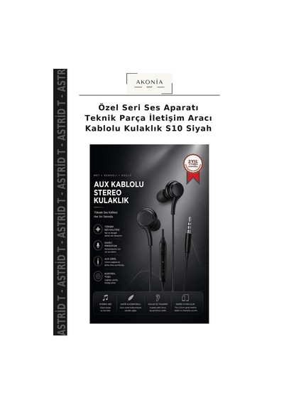 Özel Seri Ses Aparatı Teknik Parça İletişim Aracı Kablolu Kulaklık S10 Siyah