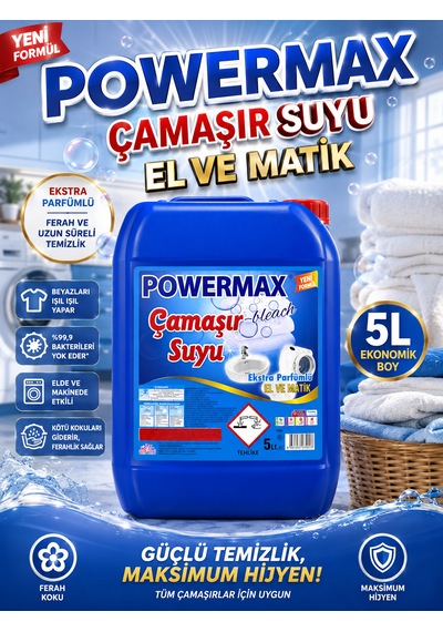 Powermax El Matik Çamaşır Suyu 5 L Çok Amaçlı Temizlik Tekli