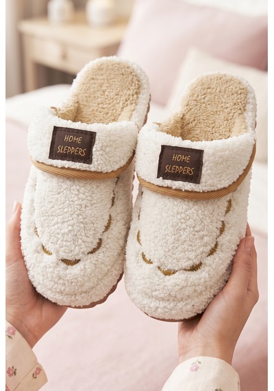 Stwenn 2'li Karma Erkek Kadın Avantajlı Paket Peluş Ev Terliği Kapalı Burun Arkası Açık Sıcak Rahat Panduf 2 Li Linda