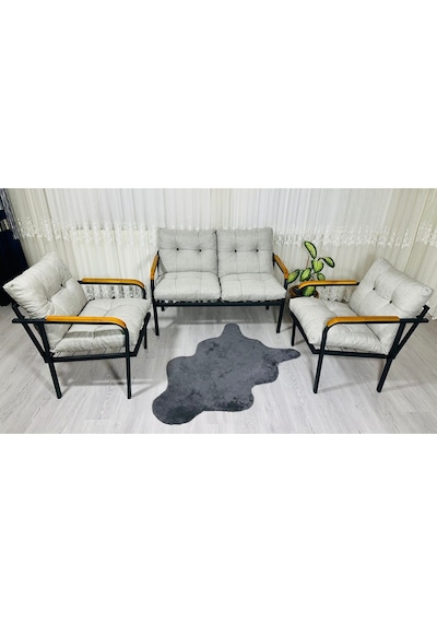Madame Home Kalanşo Balkon, Bahçe,teras,cafe - Salon - Metal Kanepe Koltuk Takımı Çay Seti 2+1+1 Açık Gri Madame Home Kalanşo Balkon, Bahçe,teras,cafe - Salon - Metal Kanepe Koltuk Takımı Çay Seti 2+1+1 Açık Gri