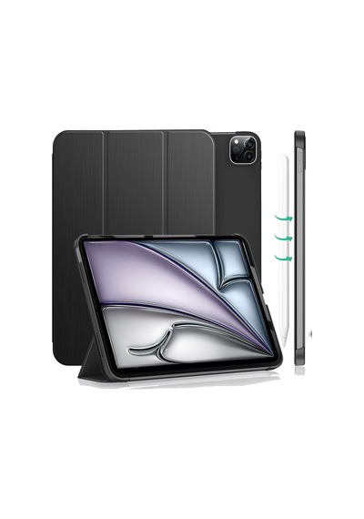 Apple Uyumlu iPad  Air 13" M3 2025 / M2 2024 Kılıf Kapaklı Smart Standlı Uyku Modlu Akıllı Case Yeşil
