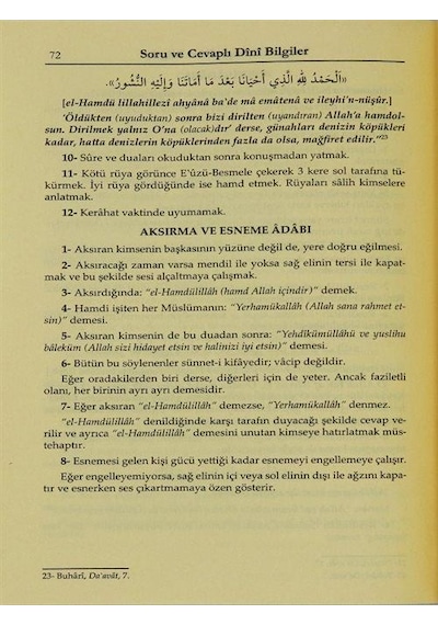 Soru Ve Cevaplı Dini Bilgiler Şafiiler İçin / İsmailağa Teli...