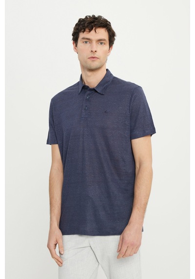 AC&Co / Altınyıldız Classics Erkek Lacı %100 Keten Slim Fit Dar Kesim Polo Yaka Tişört Lacı