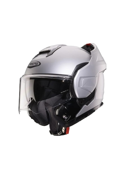 Trip Mat Gümüş Motosiklet Kaskı Modüler Çene Açılır Güneş Vizörlü Motorcu Kaskı Beyaz