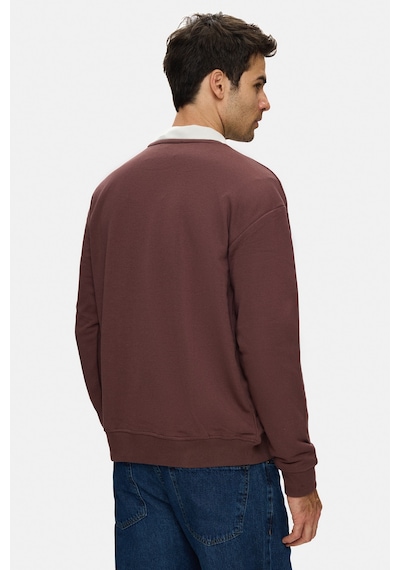 UCLA Rocky Koyu Kahve Bisiklet Yaka Pamuklu Baskılı Loose Fit Erkek Sweatshirt Koyu Kahverengi
