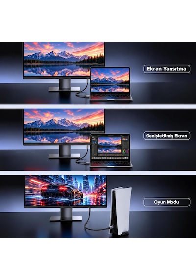 Hdmı 2.2 Kablo 16k 96gbps, 16k 60hz, 8k 240hz, Hdmı 2.2, Alüminyum Gövde - 2 Metre