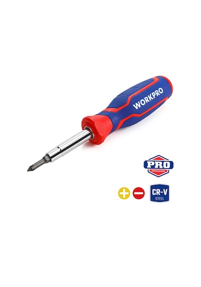 Workpro Wp221046 6-ın-1 Profesyonel Çok Fonksiyonlu Değişken Uçlu Tornavida Seti