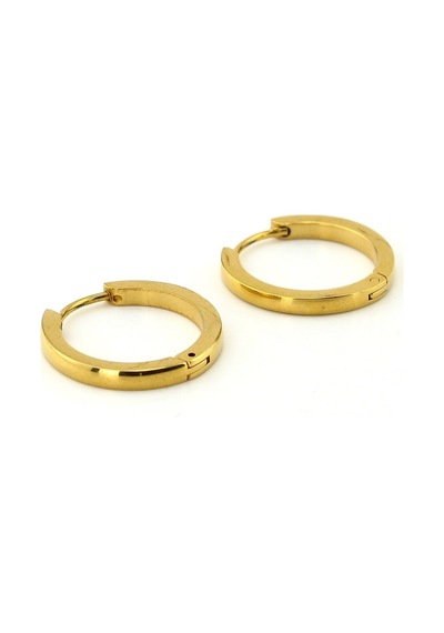 Büyük Boy 20 MM Ince Halka Sarı Çelik Erkek Küpe E828