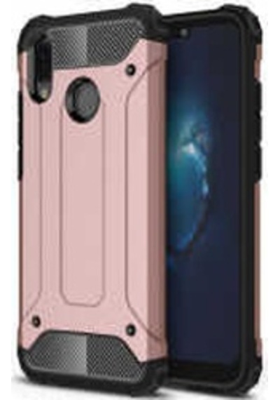 Noktaks - P20 Lite Uyumlu - Kılıf Çift Katman Zırh Tank Crash Military Kapak - Gold Gold