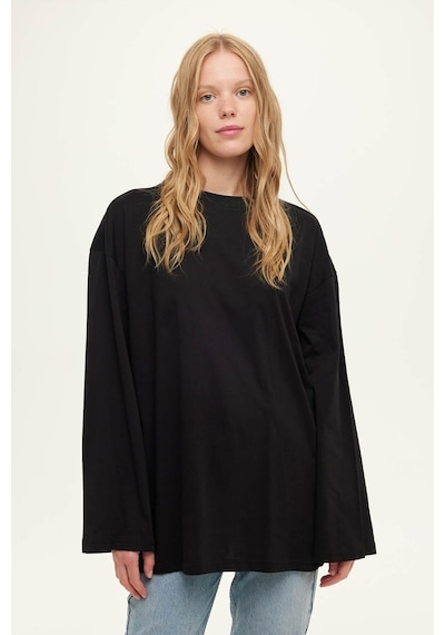 Manuka Geniş Uzun Kollu Oversize Tshirt Siyah
