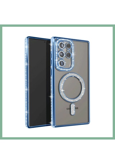 Bşkvirgo Samsung Galaxy S25 Ultra Uyumlu Kılıf Joke Simli Magneticsafe Kılıf - Mavi Bsk2026