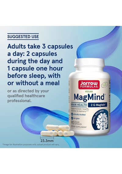 Jarrow Formulas Vegan Magmindo Magtein Magnesium L-threonate Brain Health 90 Veggie Capsules