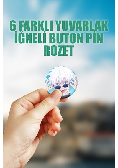Satoru Gojo Jujutsu Kaisen Çanta Süsü Rozet İğneli Buton Rozet Seti 6 Adet Altılı