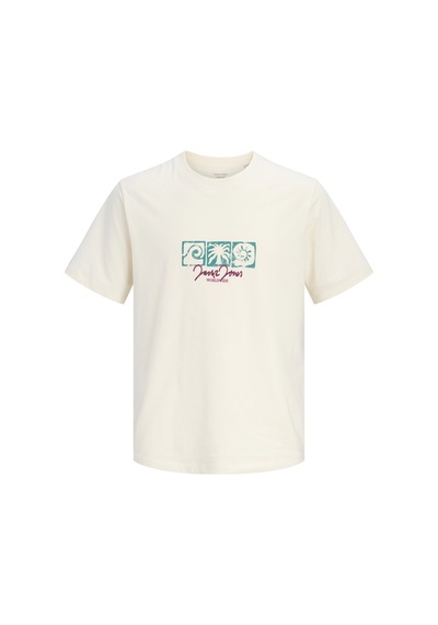Jack & Jones Jorrıvıera Front Tee Ss Crew Neck Fst Ekru