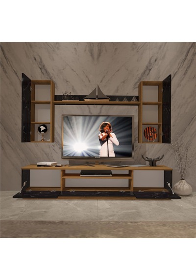 Decoraktiv Trendstyle 5ds Mdf Tv Ünitesi Tv Sehpası Pera - Siyah Mermer