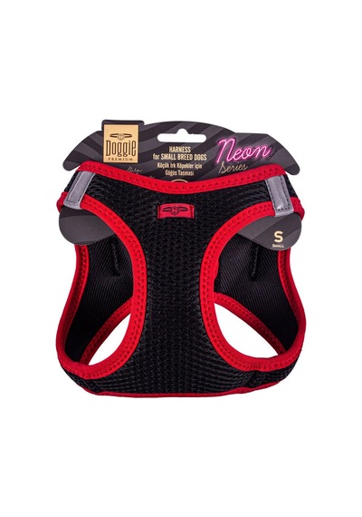 Doggie Havalı Dokuma Neon Serisi Küçük Irk Göğüs Tasması Kırmızı S-32-38Cm Kırmızı