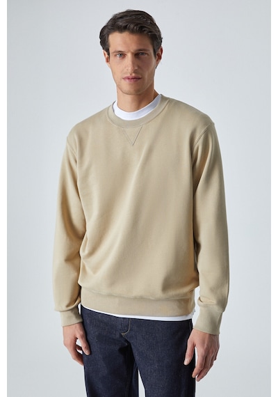 Grımelange Bonell Erkek %100 Pamuk Relaxed Bisiklet Yaka Uzun Kollu Vizon Sweatshirt Vizon