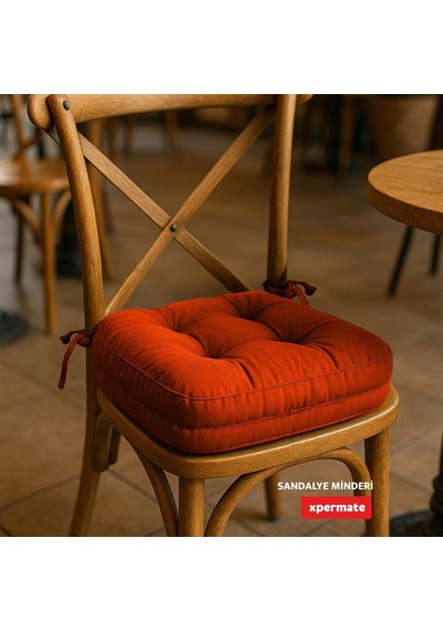 Sandalye Minderi 6'li Set 42x42x8 Cm Kalın Çift Kat Pofidik Minder Yıkanabilir Fermuarlı Su Ve Yağ İtici Kiremit Diğer