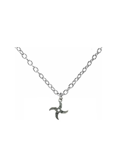 Ninja Yıldızı Shuriken Figürlü Unisex Kolye 60 Cm Metal Zincirli Takı Çok renkli