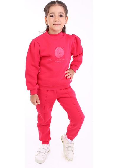 Toontoy Kids Toontoy Kız Çocuk Baskılı Eşofman Takım Turuncu