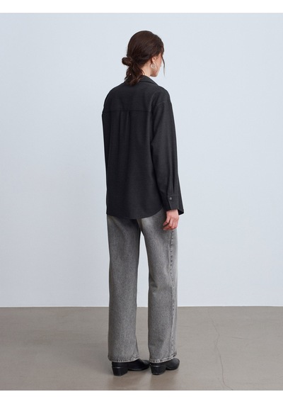 Dilvin 50537 Örme Oversize Gömlek-siyah Siyah