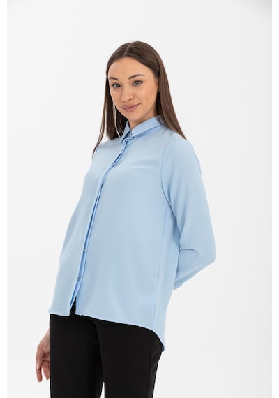 Pera Moda Basic Önü Kısa Arkası Uzun Küçük Ve Büyük Bedenli Jessica Gömlek Mavi