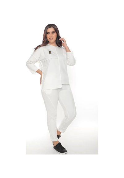 Lady Majestic Cotton 1. Kalite Büyük Beden Özel Tasarım Eşofman Takımı Beyaz