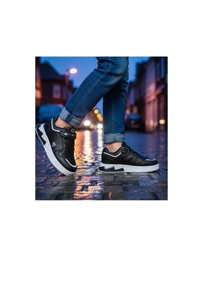 Erkek Ve Kız Çocuk Spor Ayakkabı Hafif Tabanlı Nefes Alabilir Günlük Rahat Sneaker Modeli Siyah - Beyaz