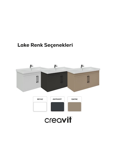 Creavit D20 100 Cm Kapaklı Lavabo Dolabı Beyaz Lake Kapak Beyaz