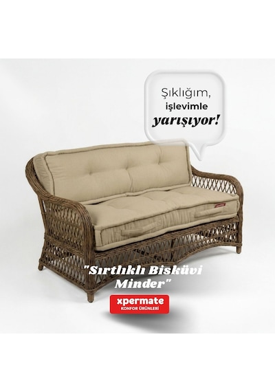 Xpermate Bisküvi Yer Minderi 60x120 Kalın Palet Balkon Petek Önü Fermuarlı Minder Bej