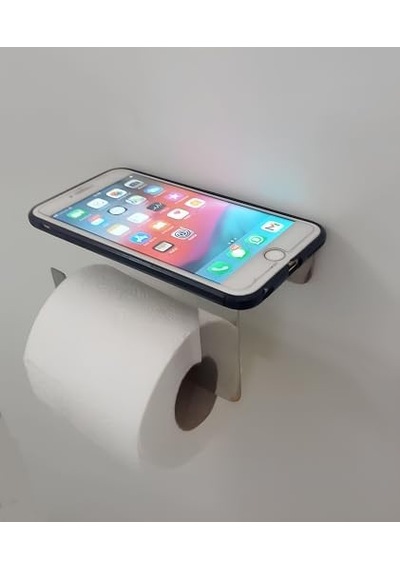 İster Kendinden Yapışkanlı Ister Vidalı Paslanmaz Çelik Telefon Raflı Tuvalet Kağıtlığı Siyah