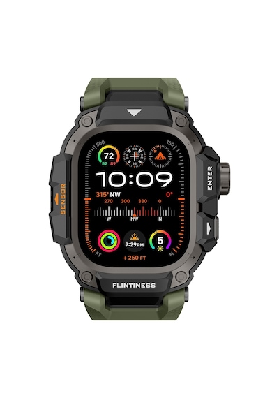 Watch Ultra 49mm Uyumlu Mohseven İwatch Punk Fortress Serisi Kasa Koruyuculu Silikon Kordon Yeşil