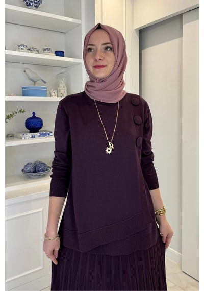 Rabia Şamlı Rana Triko Takım Mürdüm Normal