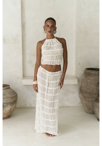 Mai Collection Mai Studios Co. Sofi Transparan Ekru Crop Etek Takım Ekru
