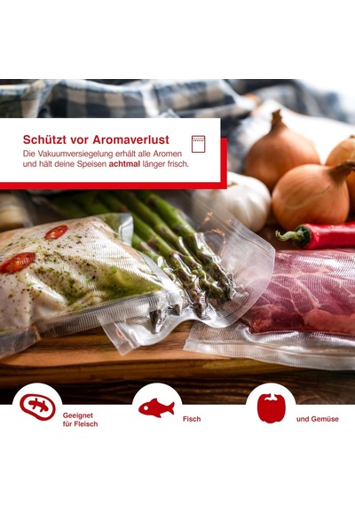 Solis Vakuumierfolie 2 Rollen - 20 X 600 - Tiefkühlen/vakuumgaren - Individuell Zuschneiden - Wiederverwendbar