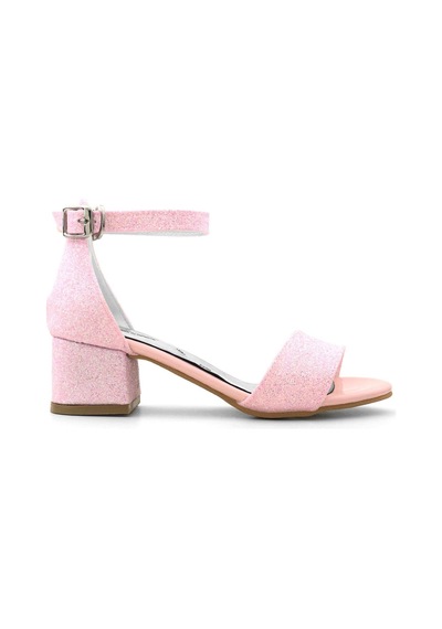 Hapshoe Lilo Simli Pembe Tek Bantlı Kız Çocuk Topuklu Abiye Ayakkabı Pembe