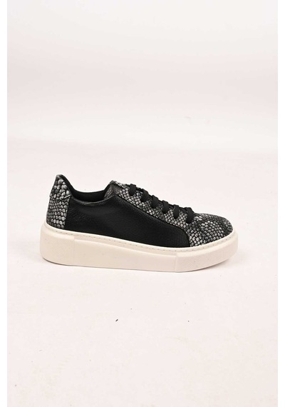 Bestello Bağcıklı Poli Taban Hakiki Deri Sneaker 101-5022-09-26k Kadın Ayakkabı Siyah