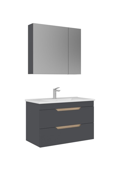 Orka Lena 85 Cm Mat Antrasit Çekmeceli Banyo Dolabı Takımı Antrasit Orka Lena 85 Cm Mat Antrasit Çekmeceli Banyo Dolabı Takımı Antrasit