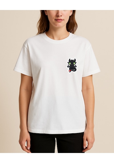 Baby Dinazor Tasarımlı Baskılı T-shirt Beyaz