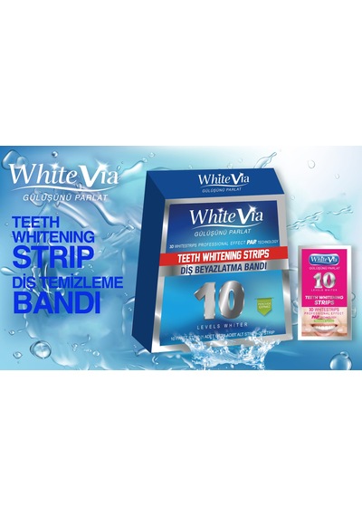 WhiteVia Pap Technology Diş Beyazlatma Bandı Şeffaf Peroksitsiz Diş Beyazlatıcı Bant 10 Paket 20 Strip