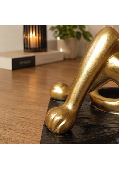 Feline Siyah/gold Kedi Kitap Tutucu Biblo Seti 2 Adet
